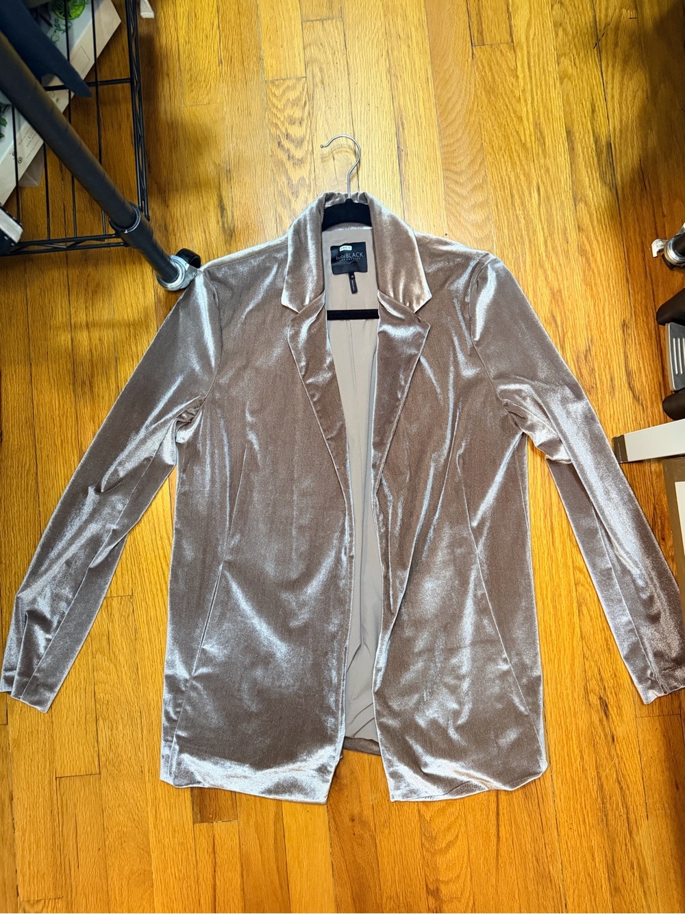 bobi Silver Velvet Open Blazer